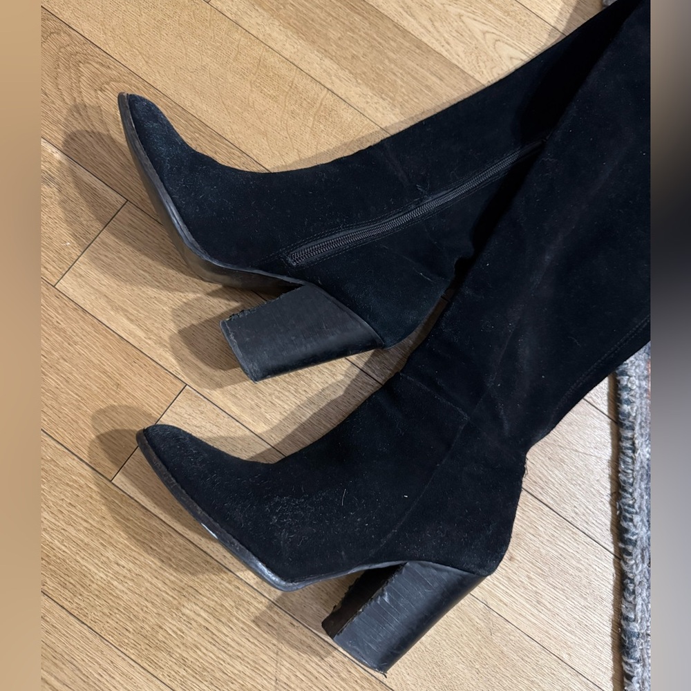 Aldo Black Suede Thigh-High Boots | Size 7 - Picture 4 of 11